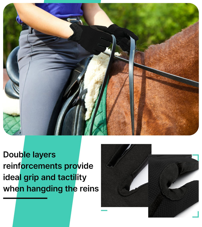 Thapower Women Horse Riding Gloves Winter Equestrian Horseback Gloves Lady Youth Girl Outdoor Star Pattern Mitts Perfect for Biking Cycling Gardening Black Small - BeesActive Australia