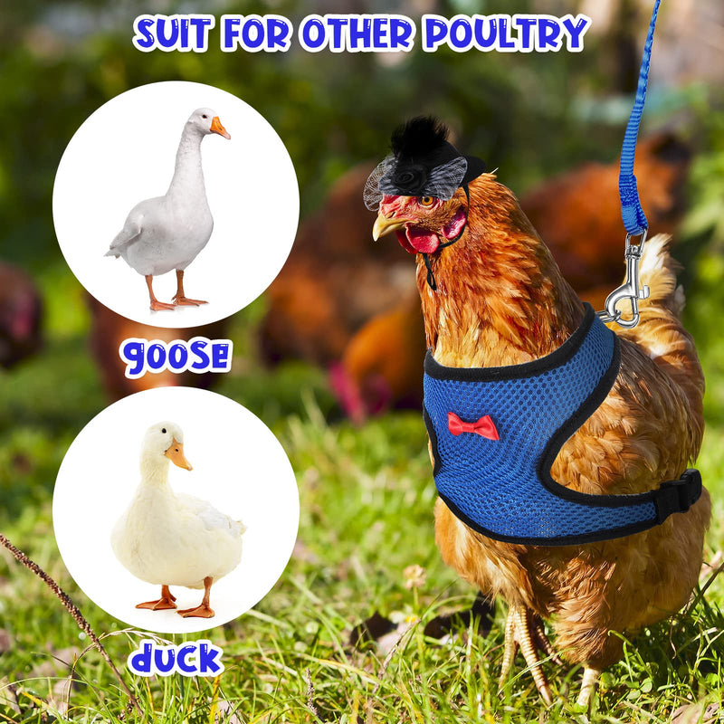 8 Pieces Chicken Leash Chicken Harness and Hat for Hens Funny Chicken Accessories Adjustable Duck Harness and Leash Hat with Elastic Chin Strap for Hens Duck Goose Parrot Small Pets - BeesActive Australia