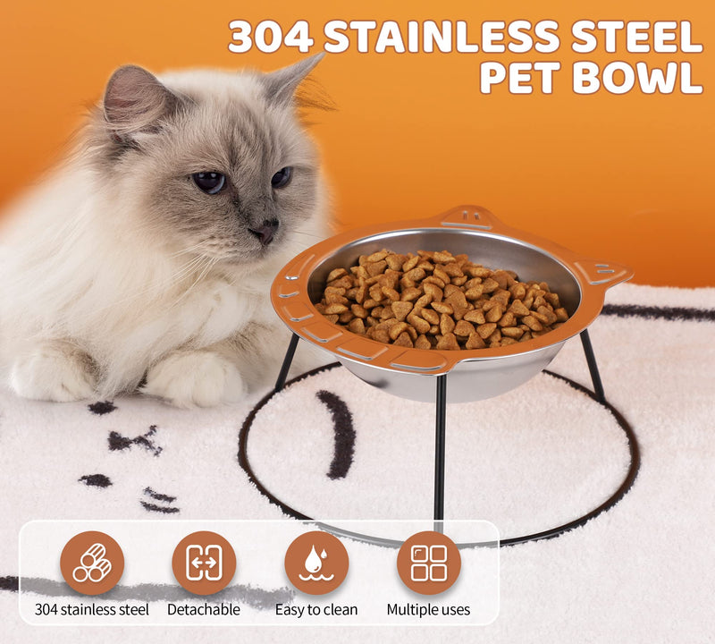 Nicelock Raised Cat Bowl Stainless Steel Small Cat Bowl Elevated Metal Cat Dish Kitten Bowl 12 floz - BeesActive Australia