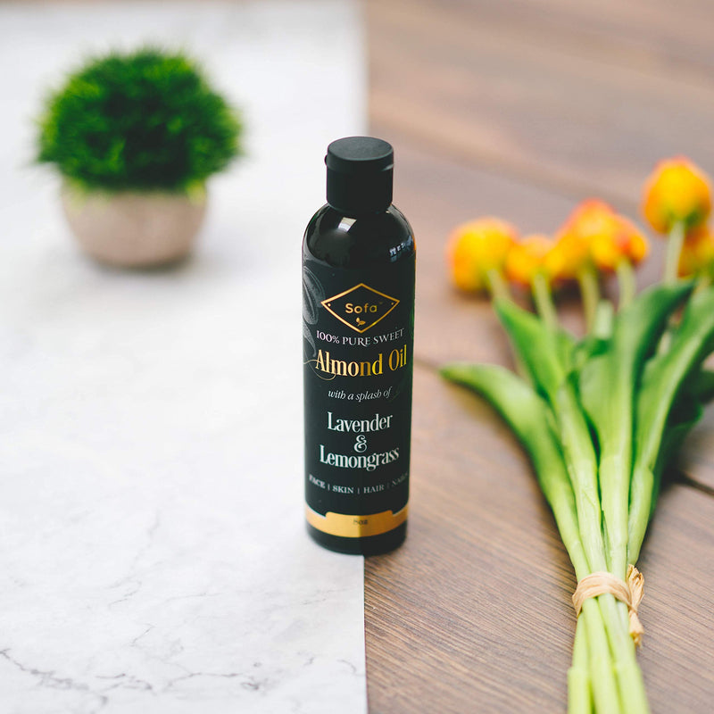 Almond Oil for Skin | Body Oil for Women Blend w/Lavender & Lemongrass Essential Oils for Dry Skin | 8 Oz| Face & Body Moisturizer | Highest Quality Ingredients| Massage Oil for Men & Women Lavender & Lemongrass - BeesActive Australia