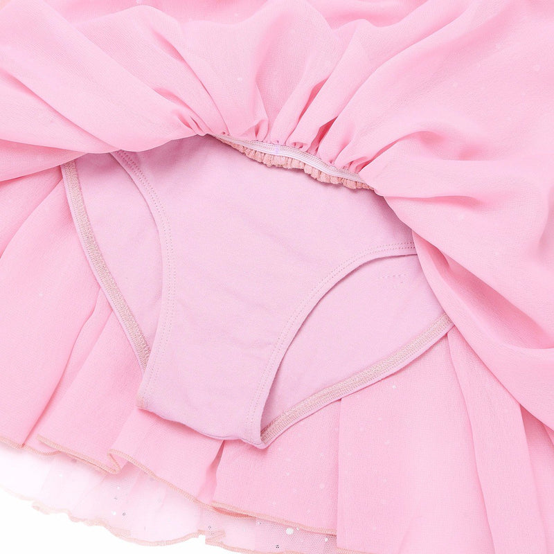 [AUSTRALIA] - FEESHOW Kids Girls Long Sleeve Leotard Gymnastics Ballet Dance Tutu Dress Shiny Mesh Skirt Ballerina Costumes Pink 5 / 6 