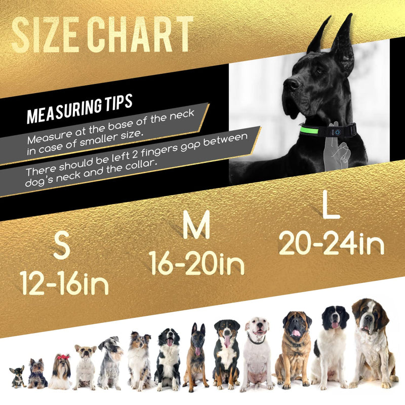 Light Up Dog Collars, Nobleza USB Rechargeable Waterproof Glow in The Dark Dog Collars for Night Safety with 3 Lighting Modes, Adjustable LED Glowing Dog Collars for Small, Medium and Large Dogs L (20-24"L) Green - BeesActive Australia