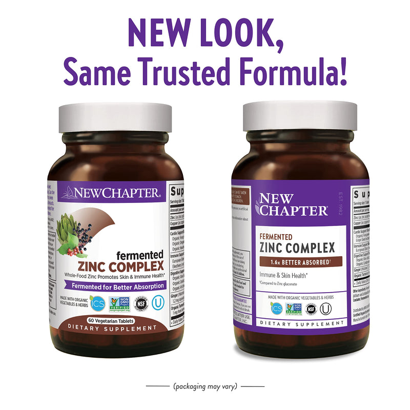 Zinc Supplement – New Chapter Zinc Food Complex for Immune Support + Skin Health + Non-GMO Ingredients – 60 ct Vegetarian Capsules 60 Count (Pack of 1) - BeesActive Australia