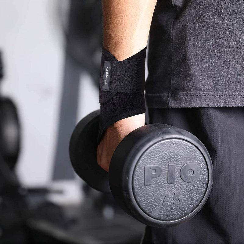 MCD Wrist Supports Comfortable, Lightweight, Hand & Wrist Braces Adjustable Wrist Compression Support Fit for both Left & Right Hand Wrist Support for Fitness, Weightlifting, Gymnastics & Relief Single Black - BeesActive Australia