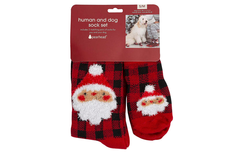 Pearhead Human And Dog Christmas Socks, Matching Pet Owner And Pet Apparel, Novelty Holiday Santa Claus Socks, Unisex One Size Fun Socks, Pet Lover Gifts, Christmas Stocking Stuffer Santa Human and Dog Sock Set - BeesActive Australia