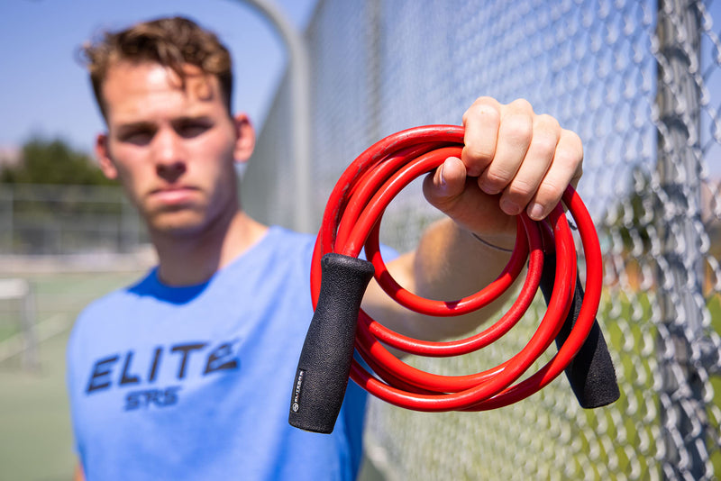 EliteSRS, Muay Thai 2.0 Weighted Jump Rope - Heavy 1.5lb PVC Drag Rope Matte Black - 10FT - BeesActive Australia