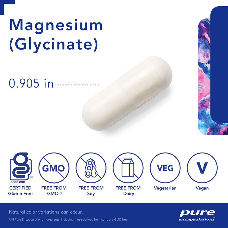 Pure Encapsulations Magnesium (Glycinate) | Supplement to Support Stress Relief, Sleep, Heart Health, Nerves, Muscles, and Metabolism* | 90 Capsules 90 Count (Pack of 1) Standard Packaging - BeesActive Australia