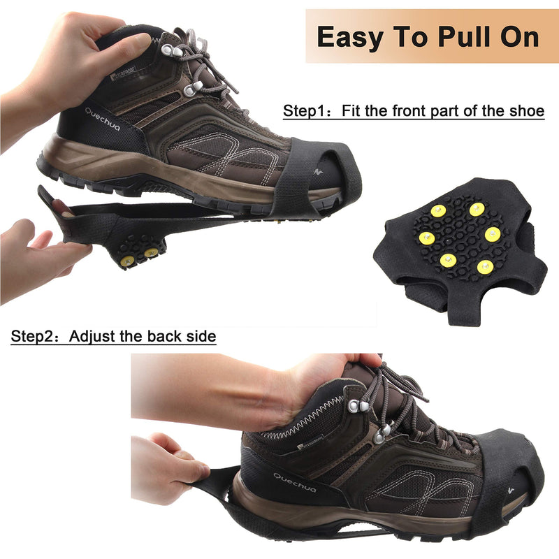 Shaddock Fishing Ice Cleats for Shoes Boots, Ice Snow Traction Cleats Over Shoe Boots Anti Slip Crampons Slip-on Stretch Footwear for Men Women Walking on Snow and Ice Medium(3-5 men/5-7 women) - BeesActive Australia