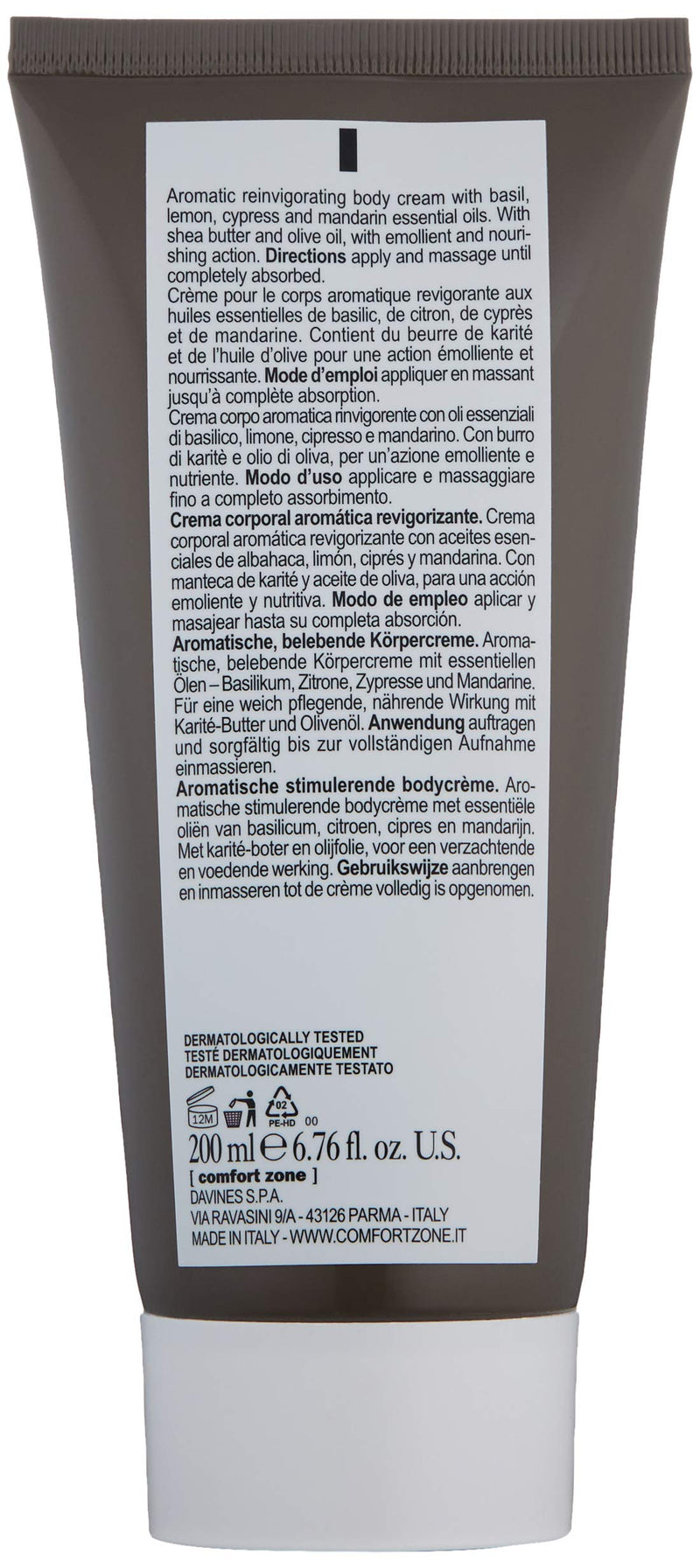 [ comfort zone ] Aromasoul Mediterranean Body Cream | Aromatic & Reinvigorating, 6.76 oz - BeesActive Australia