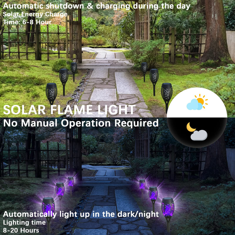 AOUNQ Solar Lights Outdoor Waterperoof Purple,?2022 Upgraded ?Outdoor Solar Torch Lights with Flickering Flame, 4 Pack Mini Solar Outdoor Lights for Garden Yard Patio Pathway Decoration - Auto On/Off Pink-4Pack - BeesActive Australia
