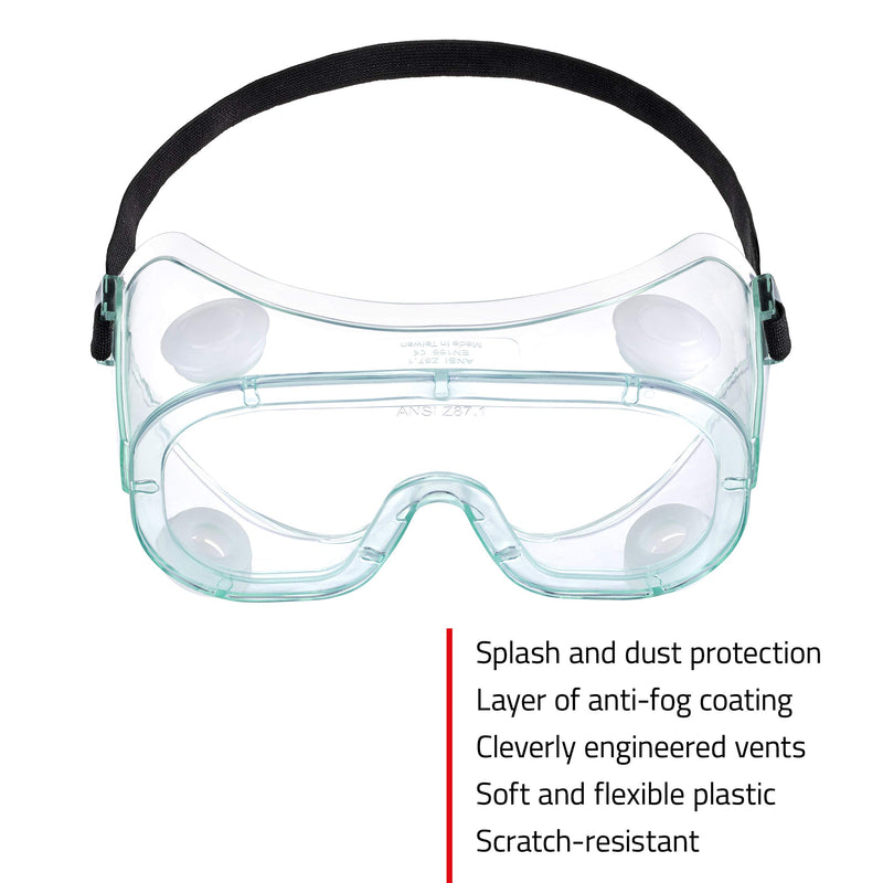 NoCry Protective Vented Safety Goggles with Anti-Fog Coating, Clear Scratch-Resistant Lenses, Universal OTG Fit, an Adjustable Headband, ANSI Z87.1 Rating, and UV Protection - BeesActive Australia