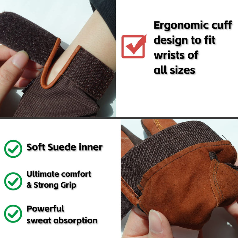 ONNAS 100% Leather Insulated Horse Riding Gloves for Women, Windproof Equestrian Riding Gloves for Ladyies, Breathable Horseback Riding Gloves for Girls Outdoor Cycling Driving Gardening Small Goat Leather Brown - BeesActive Australia