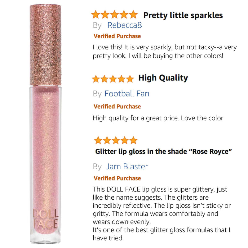 DOLL FACE Lip Gloss | Glitterazzi Liquid Lip Bling | Topping Glitter with a Glossy Shine for Lips | Sheer Finish | Cruelty-Free | 24K Magic - BeesActive Australia