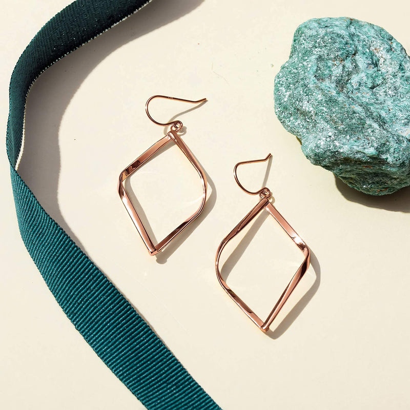 PAVOI 14K Gold Plated Dangle Earrings for Women | Infinity Cute Hanging Hoop Earrings Rose Gold Smooth - BeesActive Australia