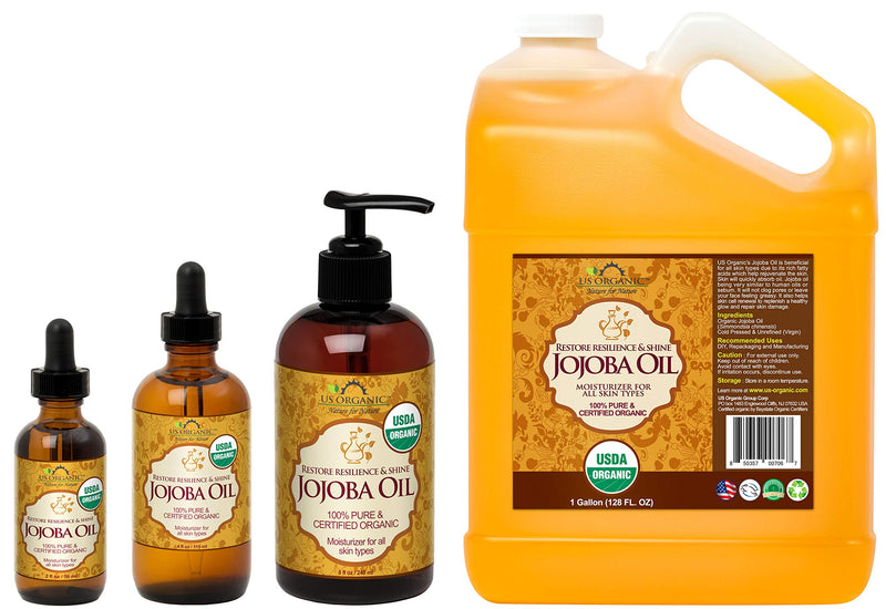US Organic Jojoba Oil, USDA Certified Organic,100% Pure & Natural, Cold Pressed Virgin, Unrefined, Haxane Free (Small (2oz, 56ml)) 2 Fl Oz (Pack of 1) - BeesActive Australia