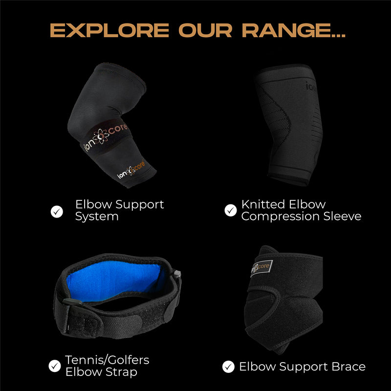 ionocore Copper Elbow Support Sleeve For Men & Women - Golfers & Tennis Elbow Support - Compression Arm Support - Elbow Sleeves For Weightlifting - Tendonitis & Epidcondylitis Pain Relief & Recovery Black Medium: 10.5"-12" - BeesActive Australia