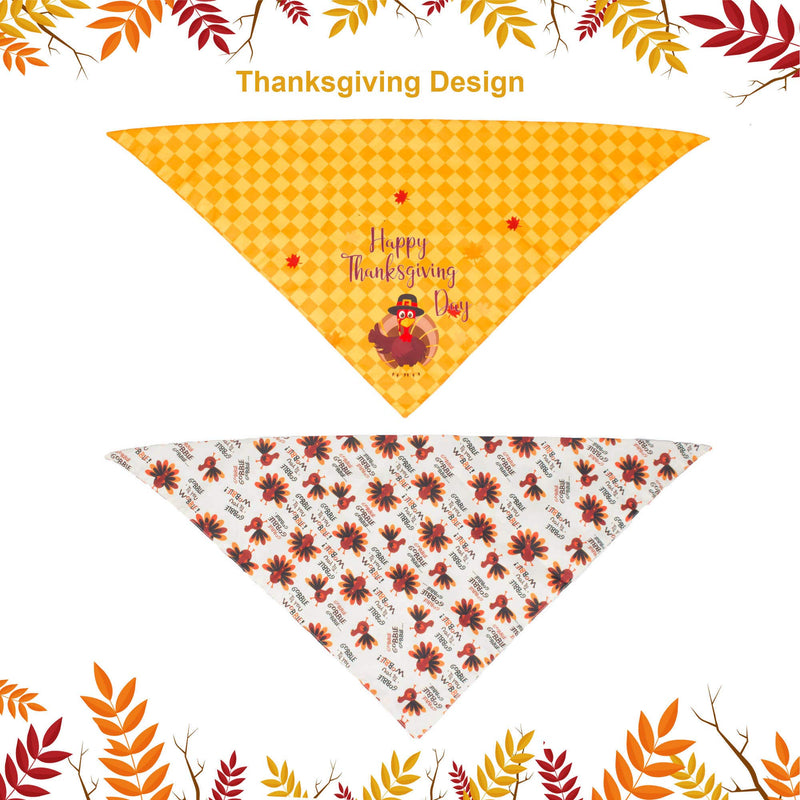 ADOGGYGO Thanksgiving Dog Bandana Fall Autumn Pet Bandana Reversible Triangle Bibs Scarf Accessories for Dogs Cats Pets Yellow & White - BeesActive Australia