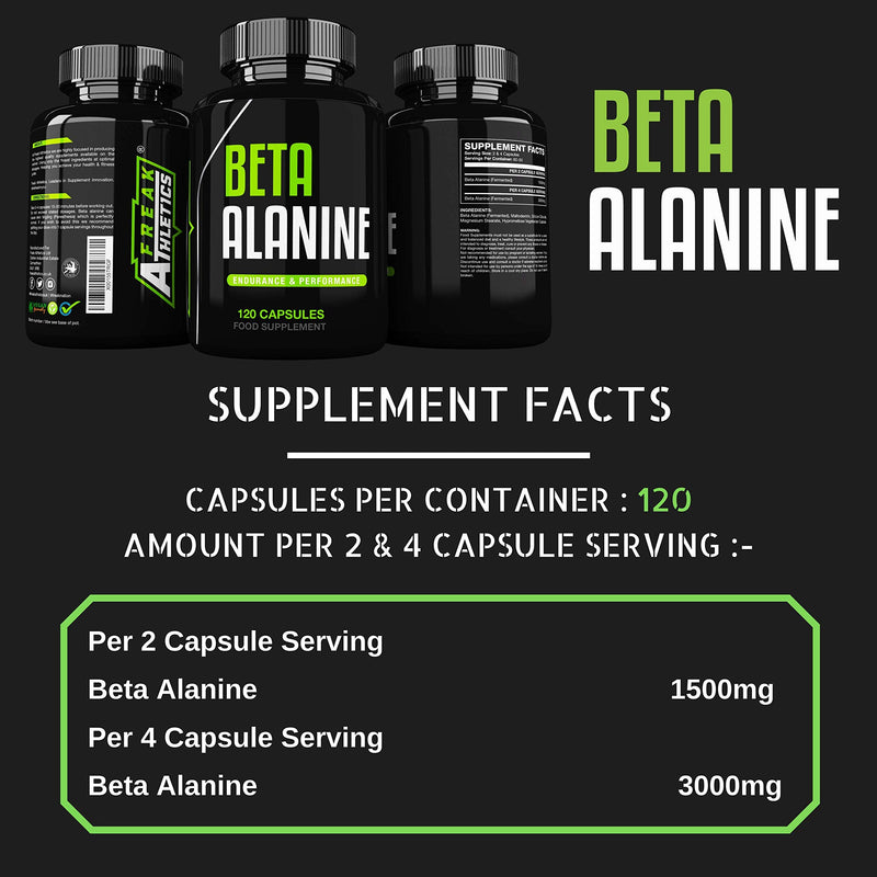 Beta Alanine 750mg Capsules by Freak Athletics - 120 Capsules Premium Beta Alanine Supplement UK Made Suitable for Men & Women - BeesActive Australia