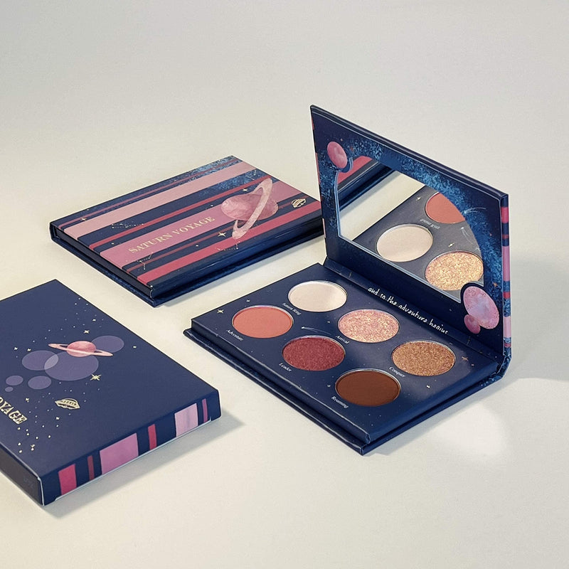 Pocket-Sized Small Eyeshadow Palette with 6 Highly Pigmented Matte, Frost, and Shimmer, Saturn Voyage Mini Travel Eyeshadow Palette by Ready to Shine - BeesActive Australia