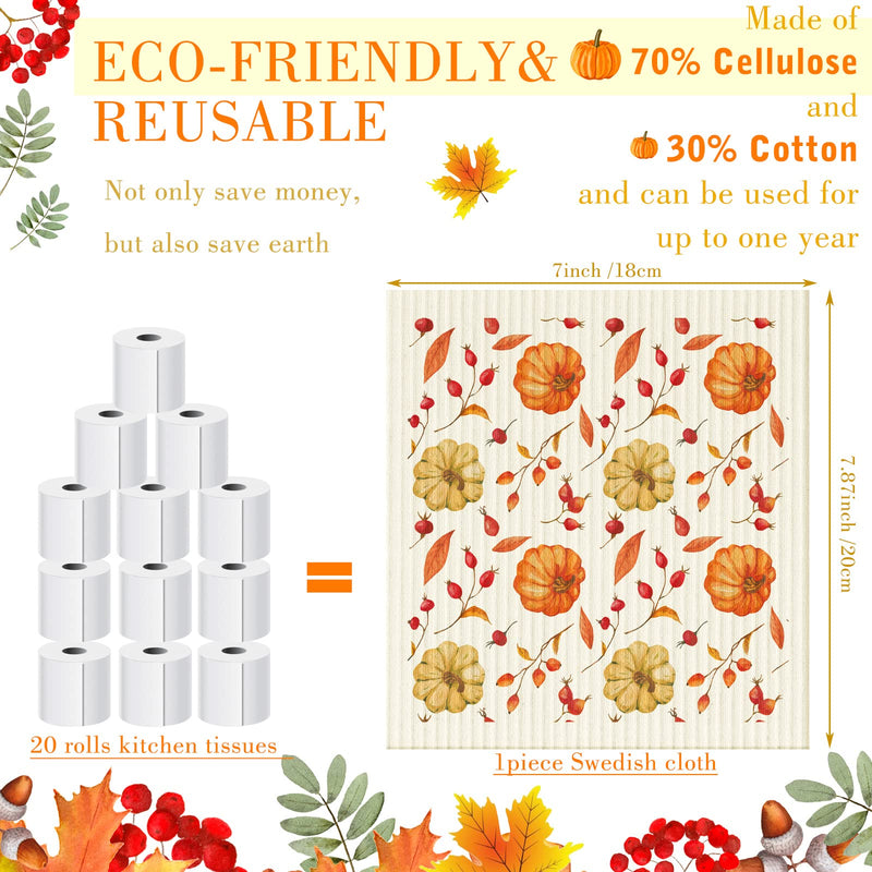 6 Pcs Swedish Kitchen Dish Cloths Kitchen Towels Reusable Sponge Cleaning Cloths Wipes Absorbent Dish Cloth Quick Drying Washable Decorative Tea Towels No Odor Bar Hand Towel (Yellow Leaves) Yellow Leaves - BeesActive Australia