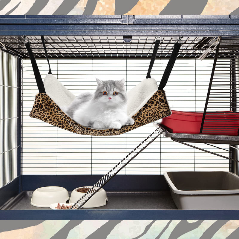3 Pcs Reversible Pet Hammock Soft Plush Cat Hanging Hammock Dot Zebra Leopard Print Guinea Pig Bed Rat Cage Accessories for Cat Puppy Dog Piggy Kitten Ferret Rabbit Other Small Animals - BeesActive Australia