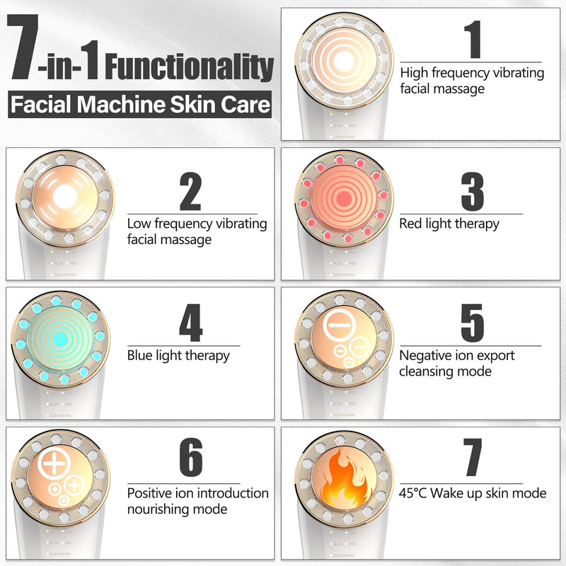 Aikertec Face Massager Electric,7 in 1 Anti-Aging High Frequency Facial Machine,Galvanic Facial Massager Machine - BeesActive Australia