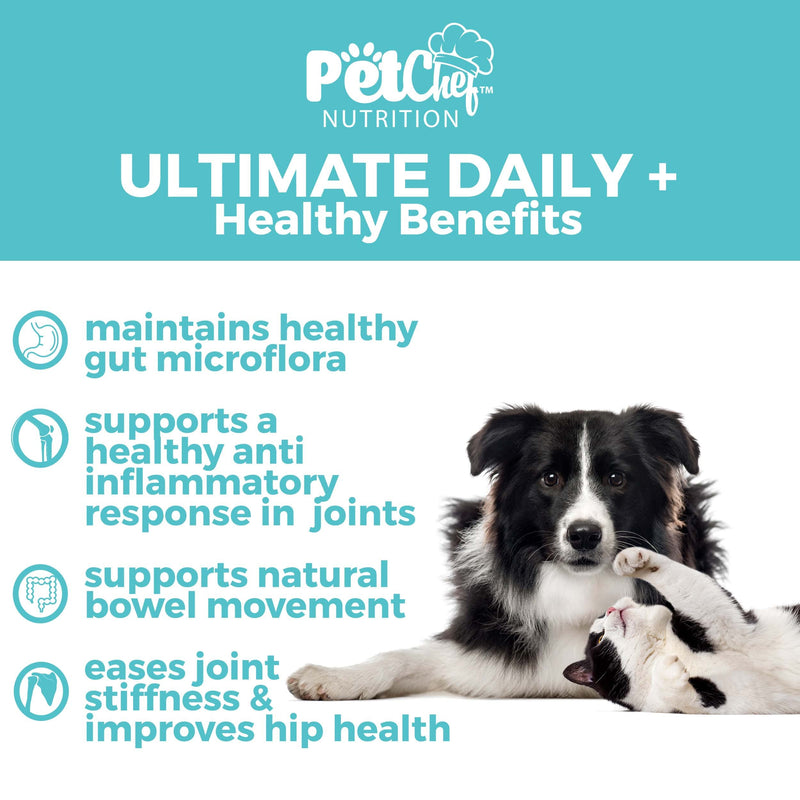 Pet Chef Nutrition Probiotic Powder for Dogs | Includes 30 Billion CFUs, 6 Probiotics, 74 Organic Minerals, MSM, Chondroitin, & Glucosamine | Joint, Gut, Digestive Health, & Diarrhea - 212 Servings - BeesActive Australia