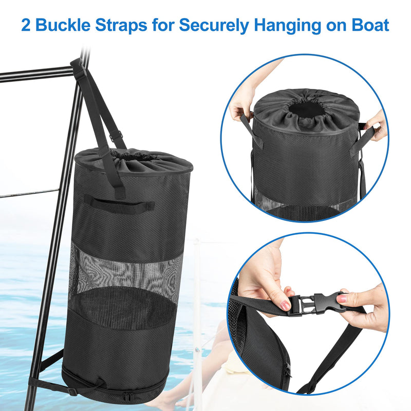 Fasrom Boat Trash Bag with Zipper Bottom for Easy Disposal, Black (Empty Bag Only, Patented Design) - BeesActive Australia