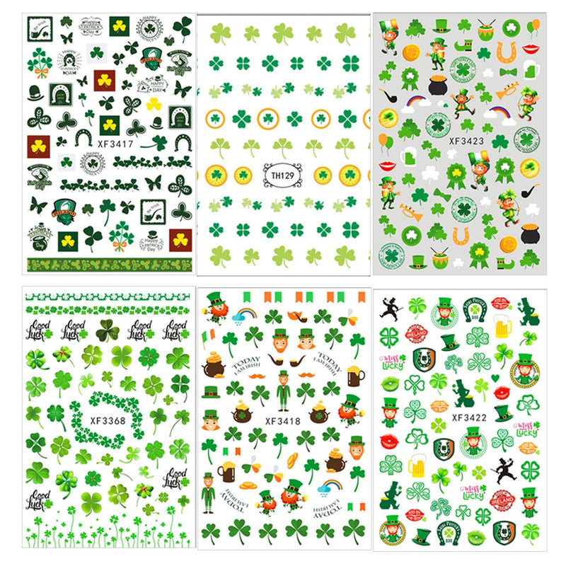 Kalrus 1000+Patterns St. Patrick’s Day Nail Sticker Luck of The Irish Nail Art Stickers Decals Shamrock Nail Decorations for Kids Girl Women Self-Adhesive Nail Tips False Nail Sticker Design 12 Seets - BeesActive Australia