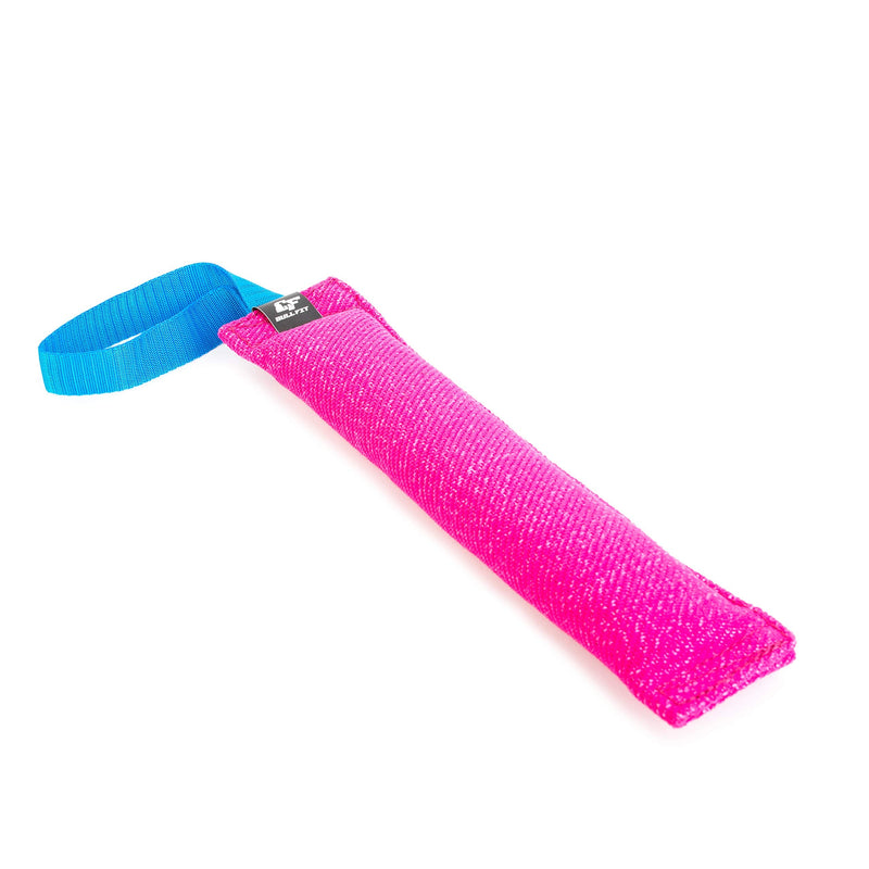 K9 Dog Bite Tug Toy - Made of Durable & Tear-Resistant French Linen - Perfect for Tug of War, Fetch & Puppy Training - Ideal for Medium to Large Dogs - Tough Pull Toy with Strong Handle & Stitching Pink Bite Tug with Blue Handle - BeesActive Australia