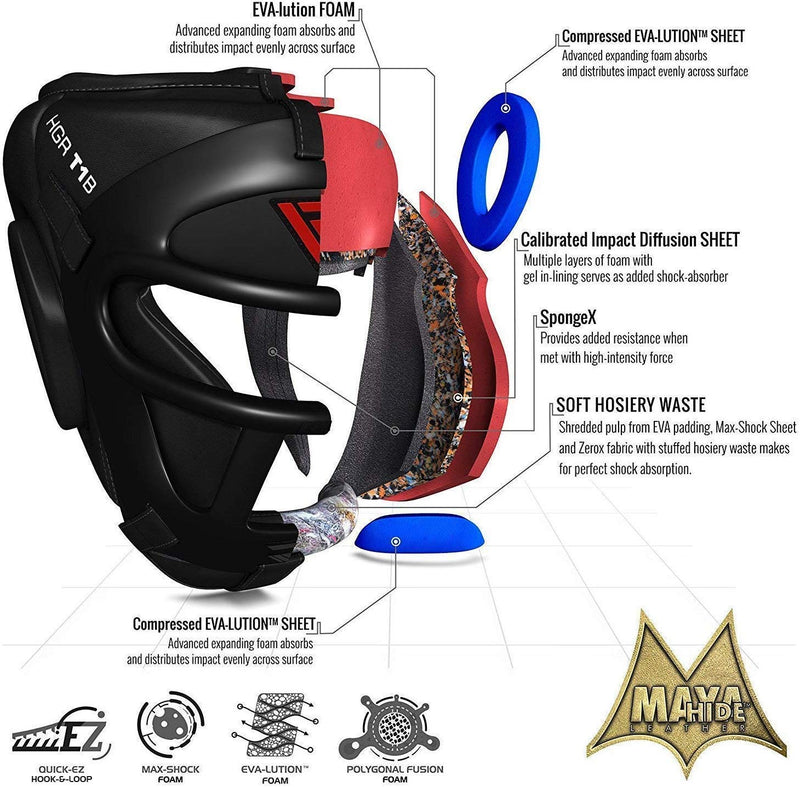 [AUSTRALIA] - RDX Headguard for Boxing, MMA Training - Head Guard with Removable Face Grill, Cheeks, Ear, Mouth Protection-Headgear for Muay Thai, Grappling, Sparring, Kickboxing, Karate, Taekwondo, Martial Arts Black Medium 