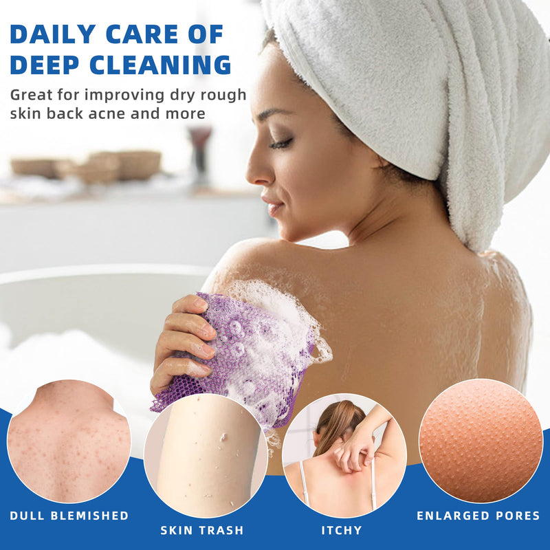 6 Pieces African Net Sponge African Exfoliating Net Long African Bath Sponge Washcloth Shower Net African Body Scrubber Net for Skin Smoother Daily Use(Pink,Yellow,Purple,Black,Blue,Brown) 1 Count (Pack of 6) 6.0 - BeesActive Australia