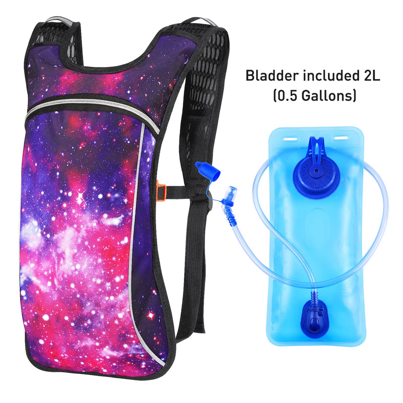 Hydration Pack,Hydration Backpack with 2L Hydration Bladder Lightweight Insulation Water Pack for Festivals,Raves, Hiking, Biking, Climbing, Running and More Purple Starry - BeesActive Australia