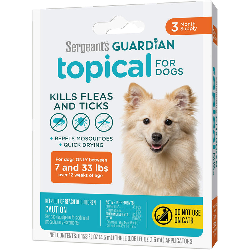 Sergeant's Guardian Flea & Tick Squeeze On for Dogs 7-33 lbs, 3 Count - BeesActive Australia