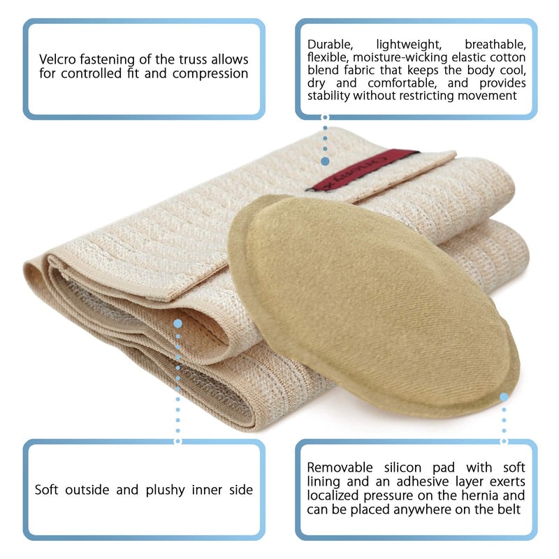 ORTONYX Premium Umbilical Hernia Belt for Men and Women / 6.25" Abdominal Binder With Hernia Support Pad - Navel Ventral Epigastric Incisional and Belly Button Hernias - Beige OX5241-L/XL L/XXL (35"-52") - BeesActive Australia