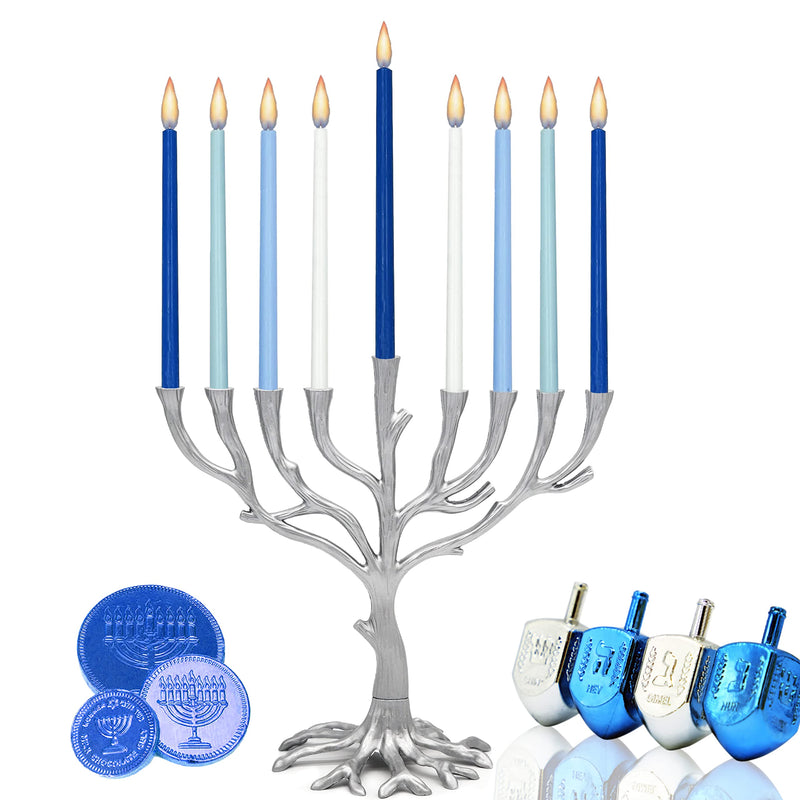 Deluxe Tapered Hanukkah Menorah Candles for All 8 Nights of Chanukah (Pastel Blue/White) Pastel Blue/White - BeesActive Australia