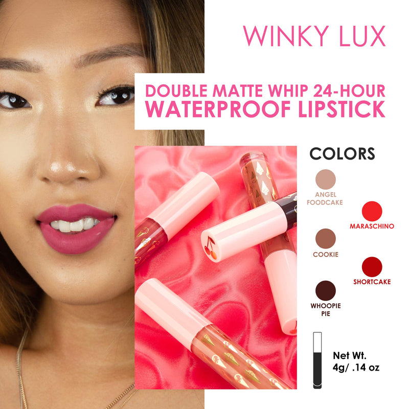 Winky Lux Double Matte Whip, Liquid Wet Lipstick, Long-Lasting Matte Lip Color, Hydrating Makeup with Vanilla and Avocado Oil, 0.14 Oz, Angel Foodcake - BeesActive Australia