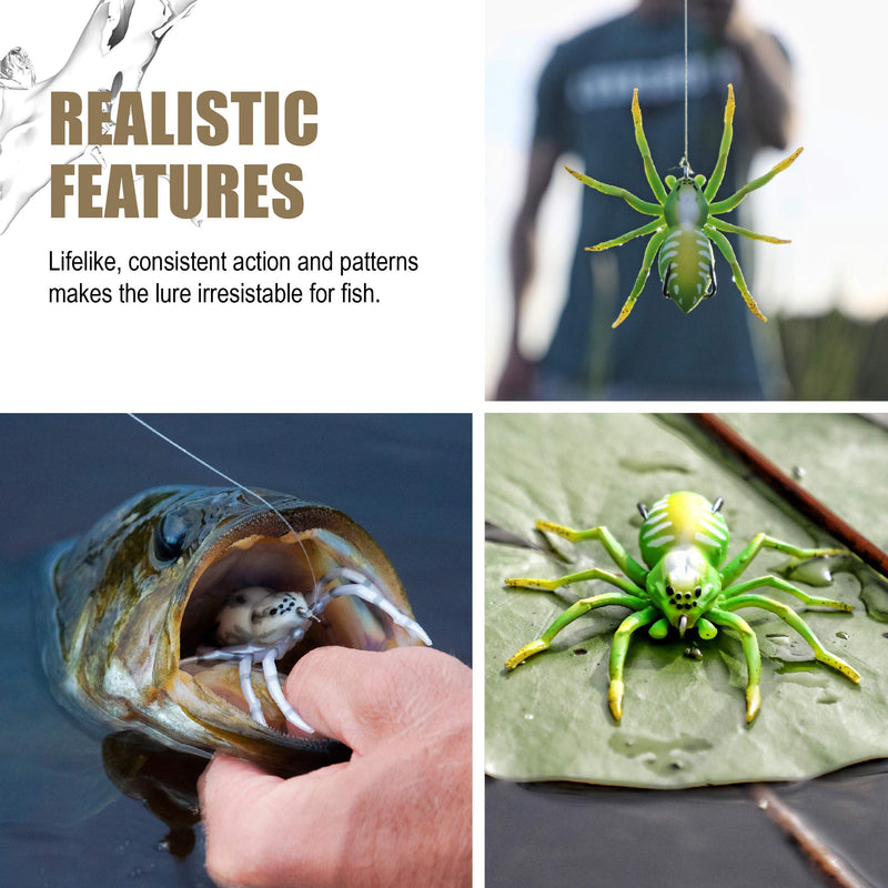 [AUSTRALIA] - Lunkerhunt Phantom Spider – Weedless Fishing Lure with Realistic Design, Weighs ¼ oz, 2” Length Dock 