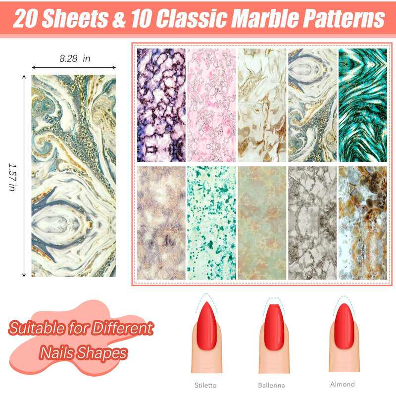 40 Sheets Marble Nail Stickers Gold Marble Foil Transfer Sticker Nail Art Foil Decals for Women Fingernails and Toenails Manicure Tips DIY Nail Art Decoration, 4 Bags - BeesActive Australia