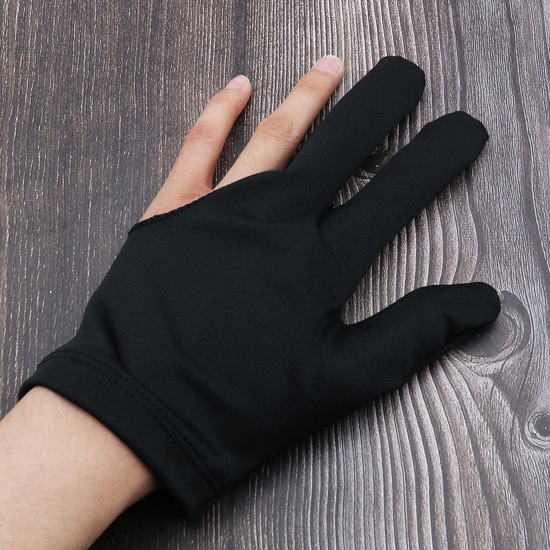 4PCS Billiard Gloves Three Finger Cue Snooker Billiard Pool Shooters Gloves for Women Men Left & Right Hand Billiard Accessories Nylon Black - BeesActive Australia