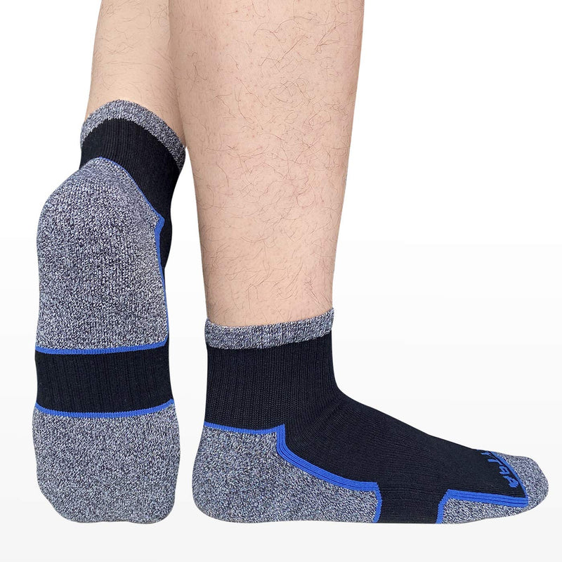 [AUSTRALIA] - APTYID Men's Ankle Quarter Performance Cushion Athletic Running Socks (6 Pairs) Shoe Size: 6-12 Black02 