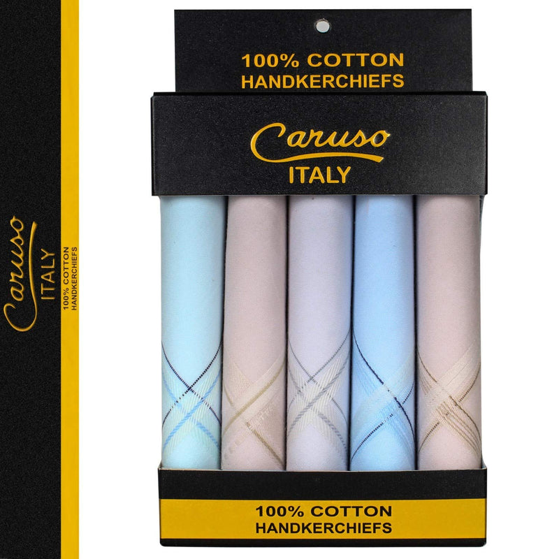 Caruso Italy Men's Luxury 100% Pure Cotton Handkerchief - Pack of 5 Off-white - BeesActive Australia