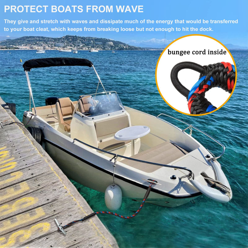 Botepon Boat Bungee Dock Lines, Mooring Lines, Boating Gifts for Men, Boat Accessories, Pontoon Accessories, Perfect for Bass Boat, Jet Ski (4 Feet) 4 feet stretches to 5 1/2 feet - BeesActive Australia