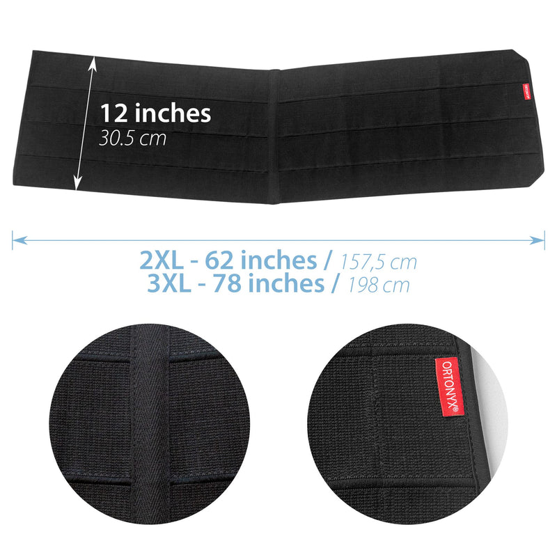 ORTONYX 12" Abdominal Binder for Men and Women/Postpartum Post-Operative Post-Surgery Wrap/Abdomen Navel Umbilical Hernia Support Belt / 524012 Black 3XL Plus Size 3X-Large (58"-78") - BeesActive Australia