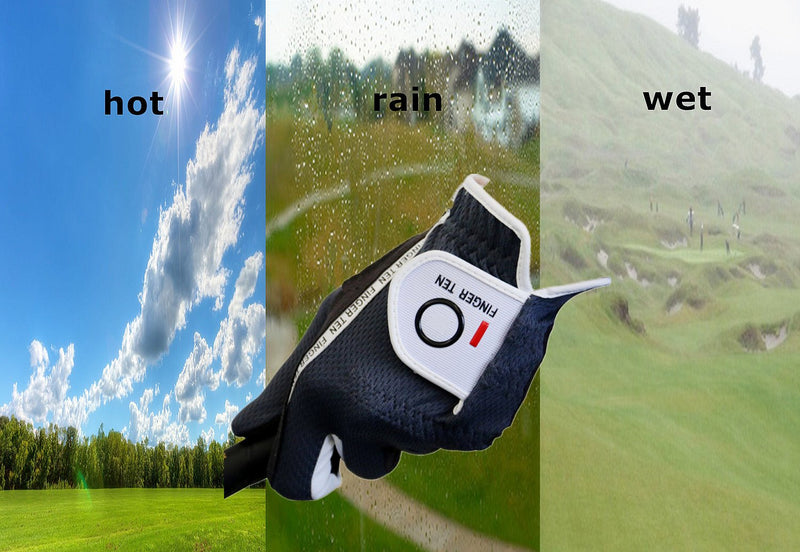 Finger Ten New Mens RainGrip Hot Wet Weather Comfort Extra Value Left Hand LH and Right Hand RH Durable Golf Gloves Value 6 Pack 23=Small Grey Worn on Left Hand(Right-Handed Golfer) - BeesActive Australia