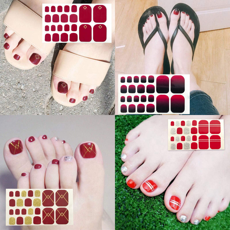 SILPECWEE 20 Sheets Adhesive Toenail Polish Strips Full Wraps Heart Solid Color Nail Art Stickers Decals Manicure Tips for Women 1Pc Nail File NO3 - BeesActive Australia