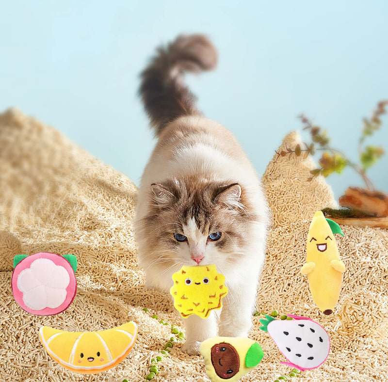 6 Pack Fruit Catnip Toys Chew Bite Resistant Toys Kitten Supplies Interactive Catnip Toys for Indoor Cats Fruit Cat Toy Gift for Cat Lovers Dental Health Chew Toy Plush Catmint Pet Presents Set of 6 - BeesActive Australia
