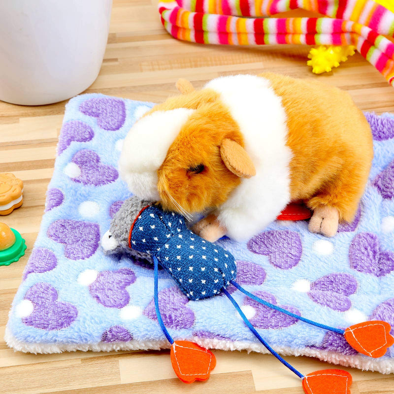 2 Pieces Rat Hammock and Guinea Pigs Soft Blankets Set Ferret Hanging Hammock Small Animal Hammock Guinea Pig Accessories Hamster Mats for Rat Ferret Guinea Pig Squirrel Small Pet Purple - BeesActive Australia