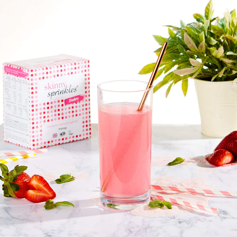 Skinny Sprinkles, Duo Pack 60 Servings - Weight Management Drink with Glucomannan - Vegan, Vegetarian Society Approved - Made in The UK - Strawberry - BeesActive Australia