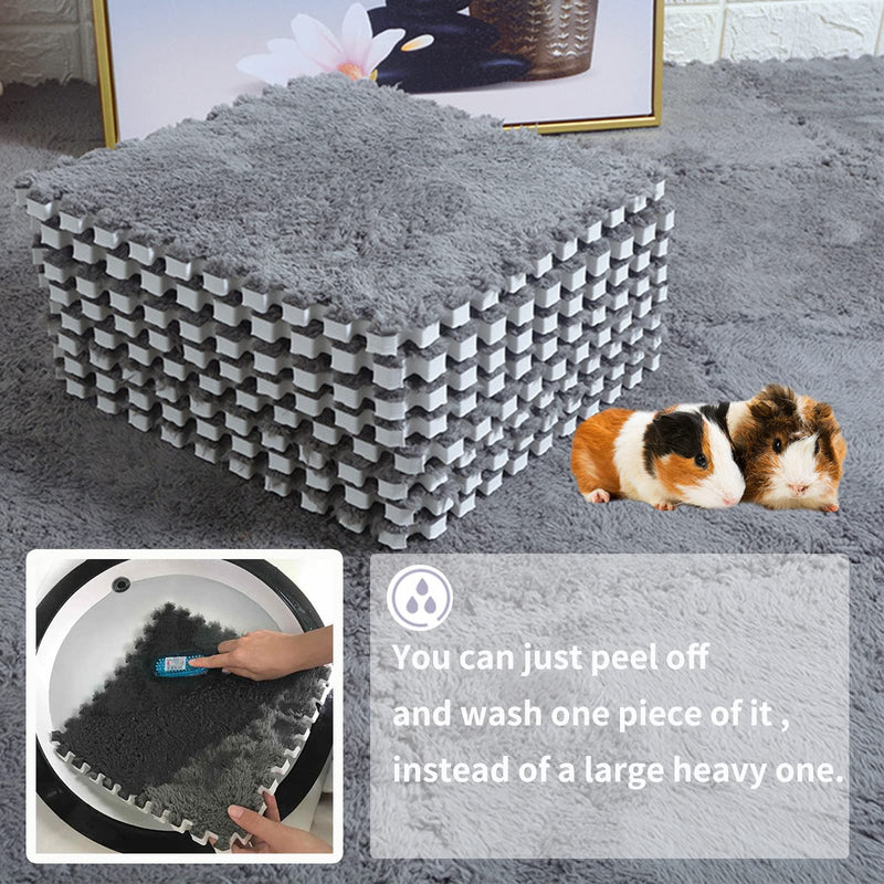 Guinea Pigs Soft Mats, Hamster Fleece Cage Liners, Small Animals Bedding Mats, Winter Warm Mat for Bunny, Rat, Washable Reusable, 10 Piece, 11'' x 11''Grey - BeesActive Australia